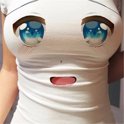 Waifu Anime 3D Eyes Printed T-shirt