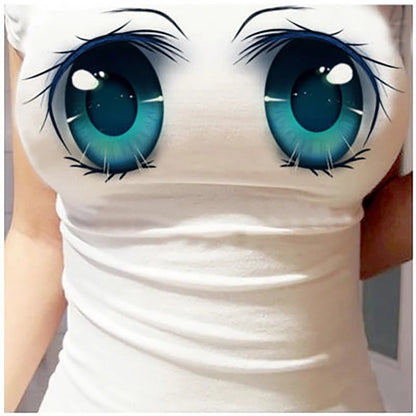 Waifu Anime 3D Eyes Printed T-shirt