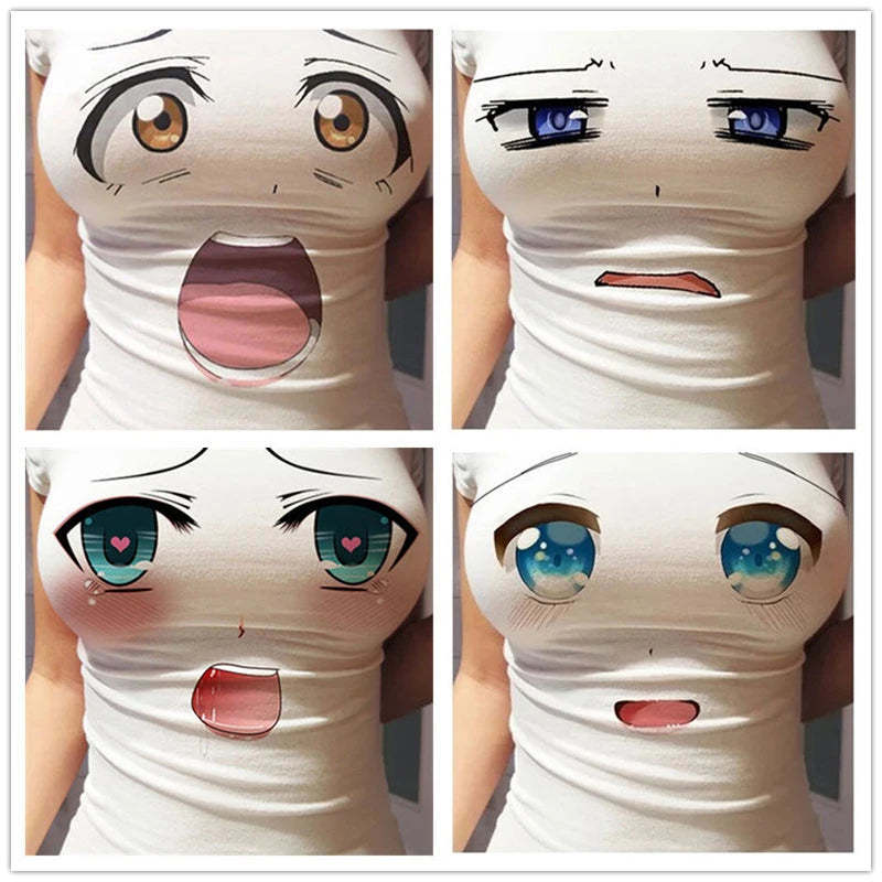 Waifu Anime 3D Eyes Printed T-shirt