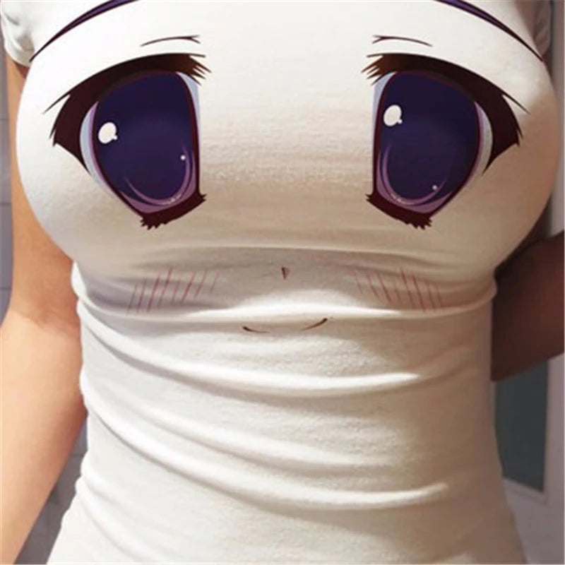 Waifu Anime 3D Eyes Printed T-shirt